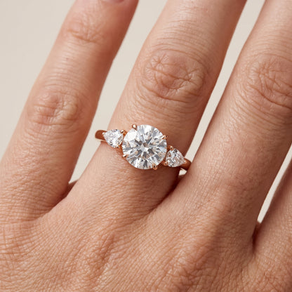 Phoebe Three-Stone Round Diamond Ring in Rose Gold - lifestyle.jpg