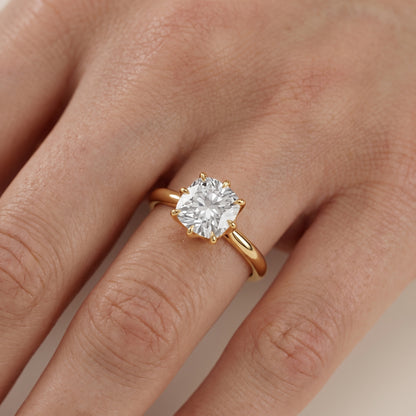 Evie Solitaire Six-Prong Cushion Diamond Engagement Ring in Yellow Gold - lifestyle.jpg