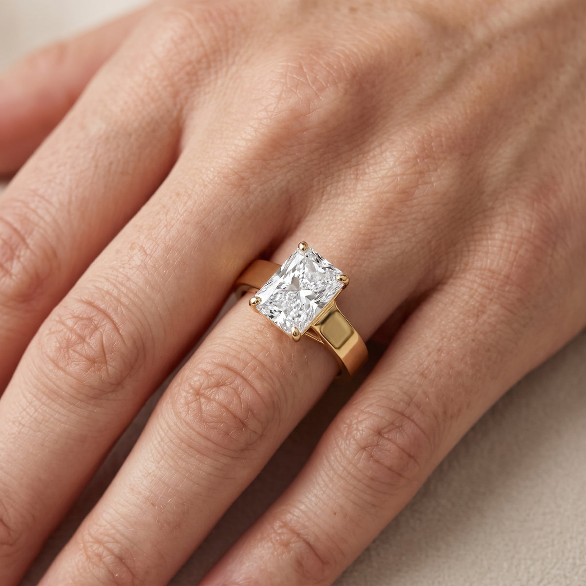 Bristol Trellis Solitaire Radiant Diamond Engagement Ring in Silver - lifestyle.jpg