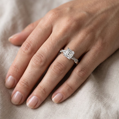 Twisted Side Stone Asscher Diamond Engagement Ring in Platinum - lifestyle.jpg