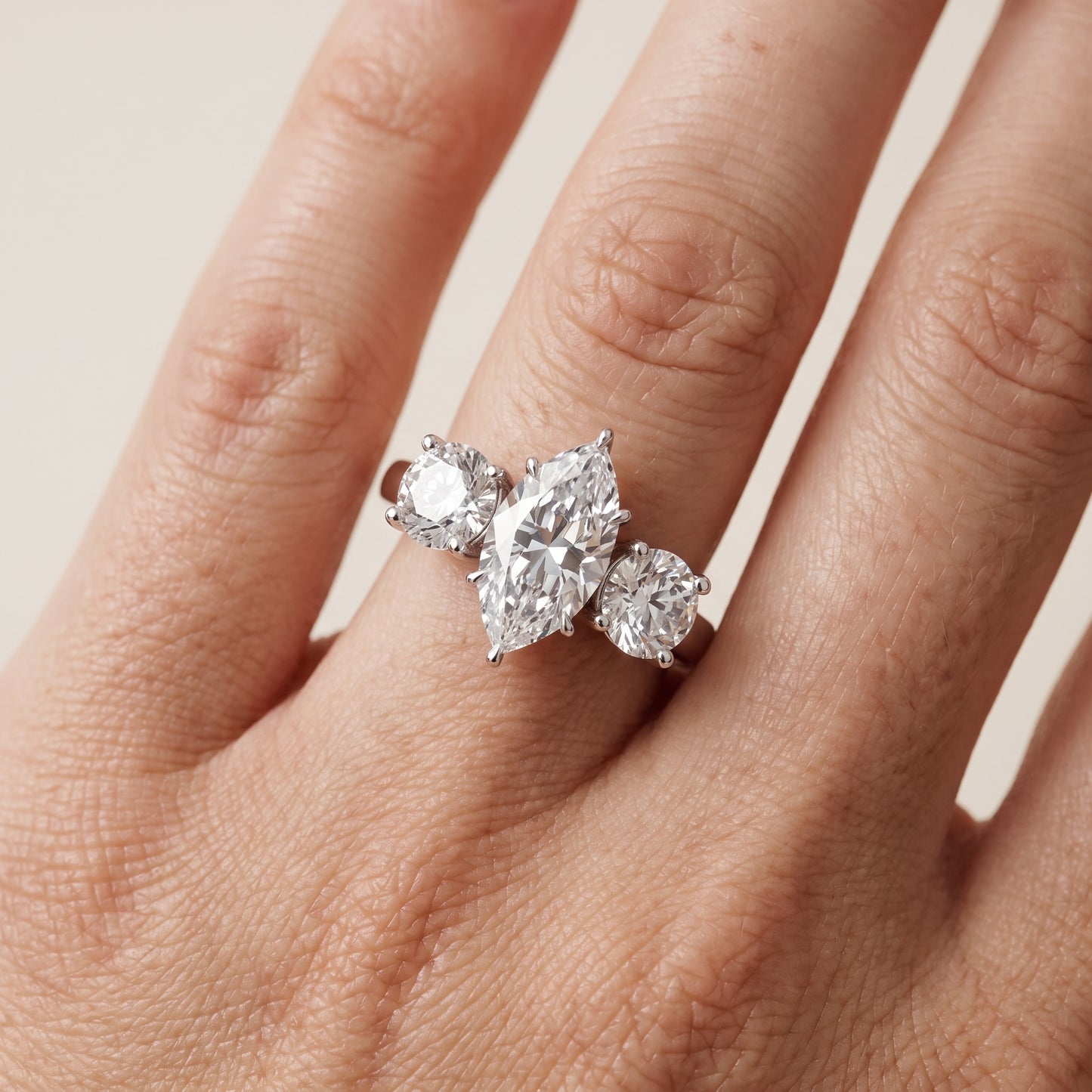 Esme Three-Stone Tapered Marquise Diamond Ring in Silver - lifestyle.jpg