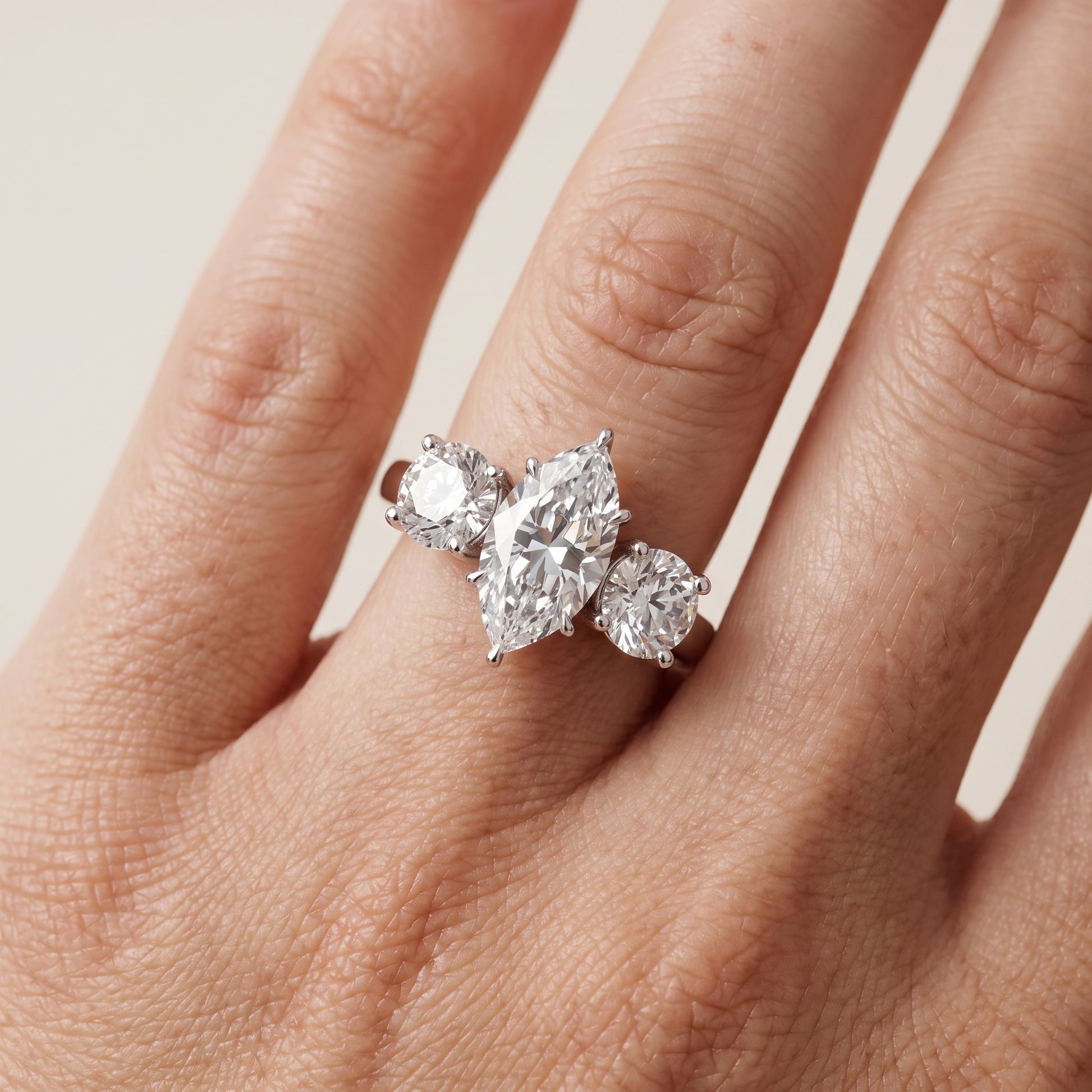Esme Three-Stone Tapered Marquise Diamond Ring in Silver - lifestyle.jpg