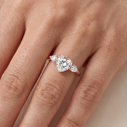 Phoebe Three-Stone Heart Diamond Ring in Rose Gold - lifestyle.jpg