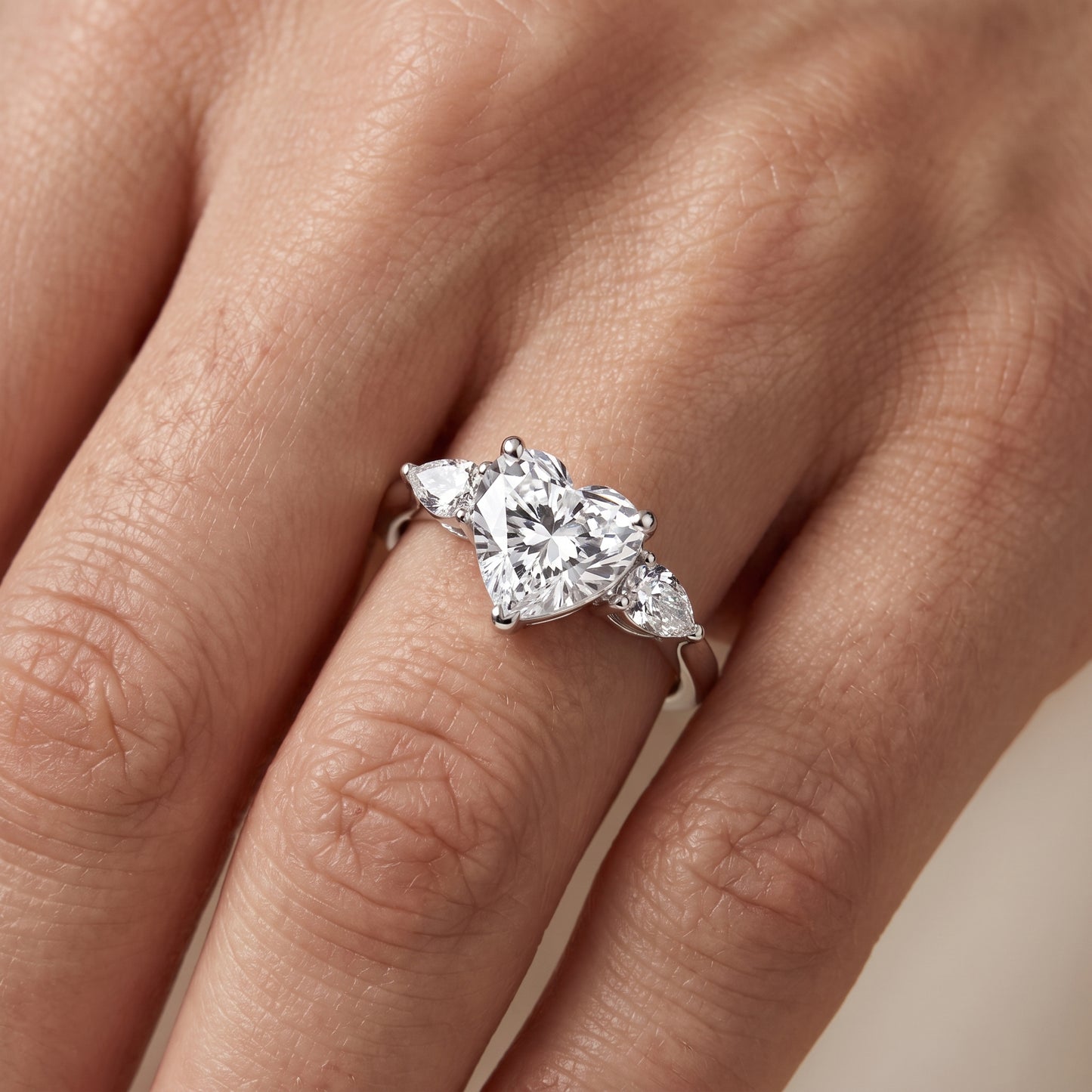 Faye Three-Stone Trellis Heart Diamond Ring in Silver - lifestyle.jpg