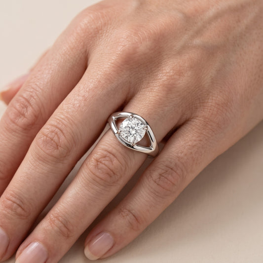 Madeleine Split Shank Cushion Diamond Engagement Ring in Platinum - lifestyle.jpg