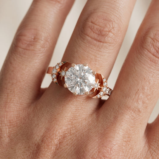 Astra Cathedral Sidestone Round Diamond Engagement Ring in Rose Gold - lifestyle.jpg