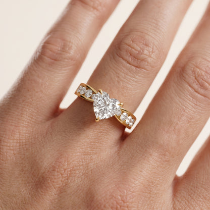 Noor Channel Set Sidestone Heart Diamond Engagement Ring in Yellow Gold - lifestyle.jpg