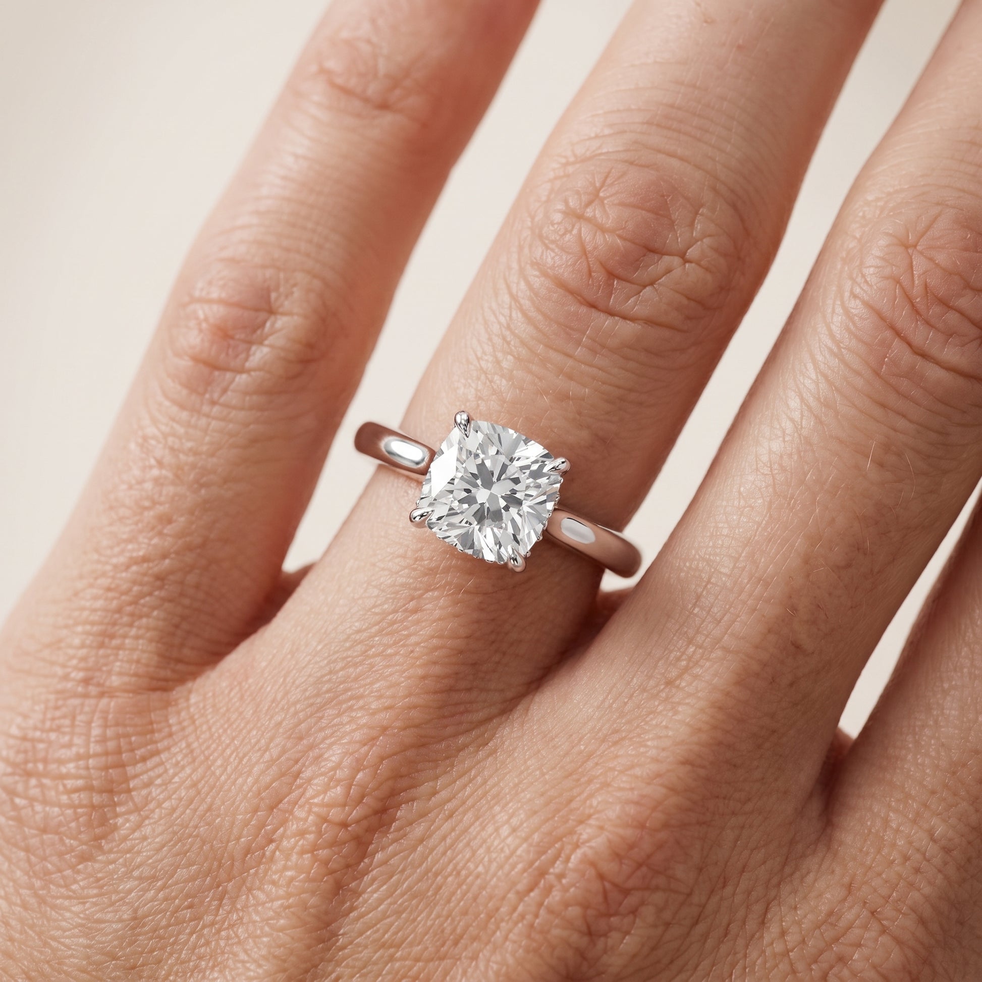 Mena Hidden Halo Cushion Diamond Engagement Ring in White Gold - lifestyle.jpg
