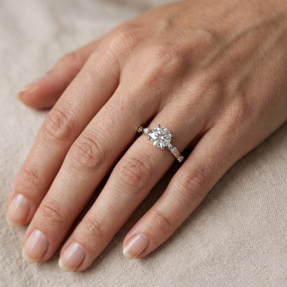 Elena Radiance Solitaire Round Diamond Engagement Ring in Silver - lifestyle.jpg
