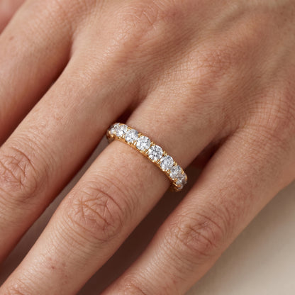 Joelle Shared Prong Round Diamond Half Eternity Band in Yellow Gold - lifestyle.jpg