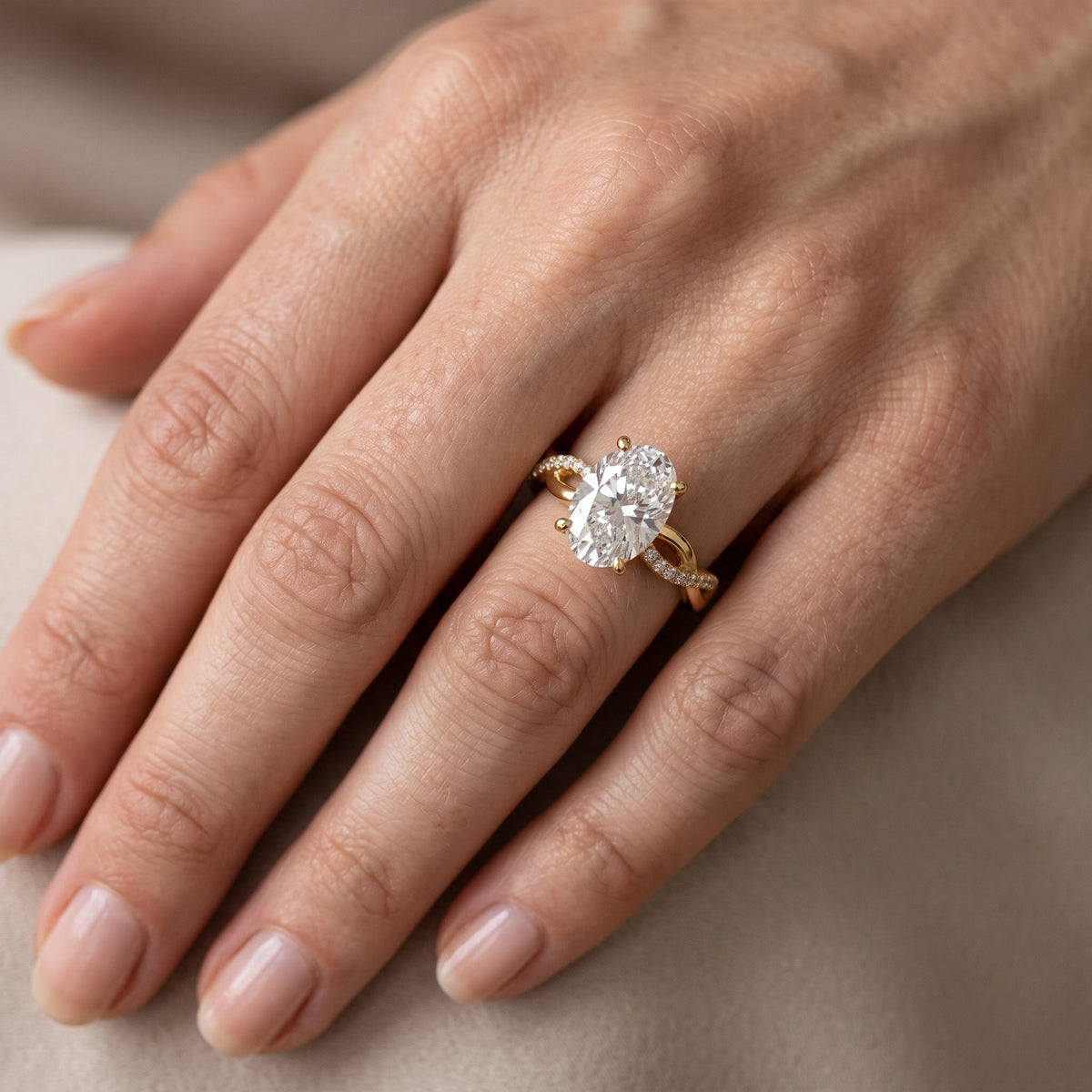 Carys Twist Pavé Oval Diamond Engagement Ring in White Gold - lifestyle.jpg