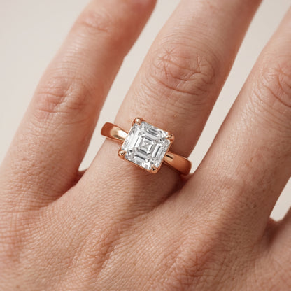 Lucia Solitaire Six-Prong Asscher Diamond Engagement Ring in Rose Gold - lifestyle.jpg