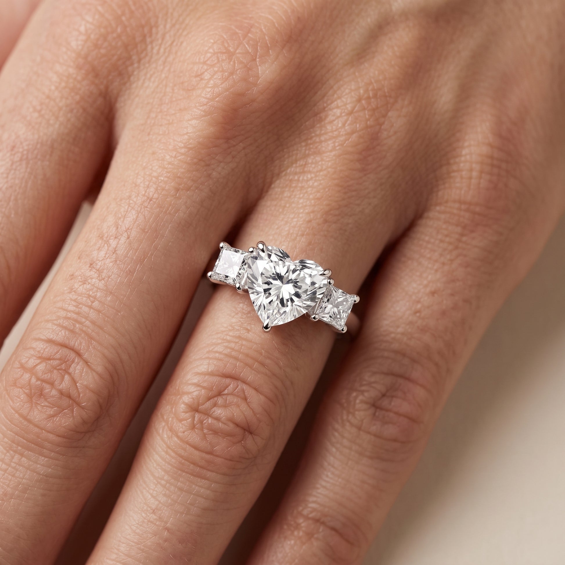 Sienna Three-Stone Heart Diamond Ring in Silver - lifestyle.jpg