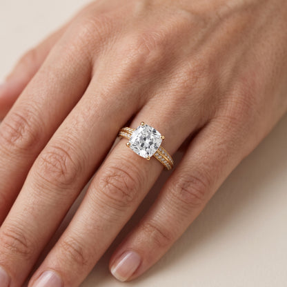 Lorna Knife Edge Pavé Cushion Diamond Engagement Ring in White Gold - lifestyle.jpg