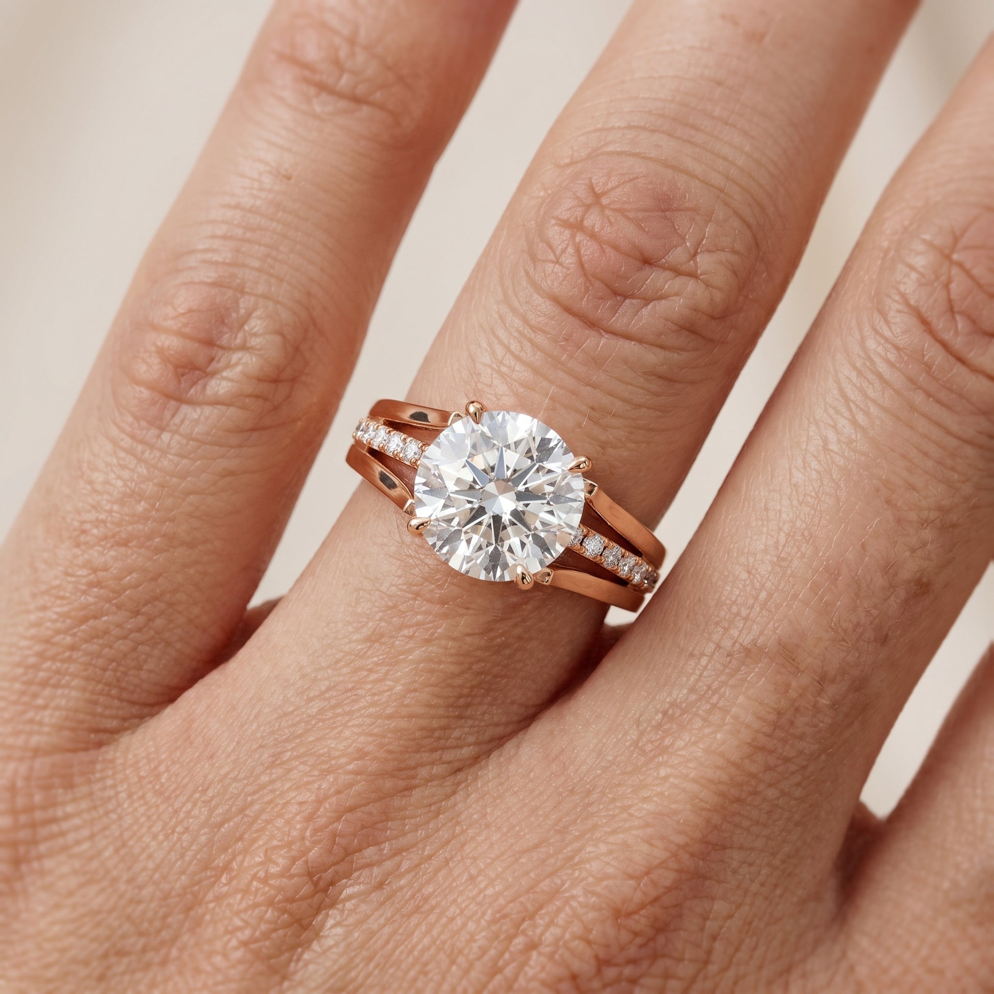 Scarlett Split Shank Pavé Round Diamond Ring in Rose Gold - lifestyle.jpg