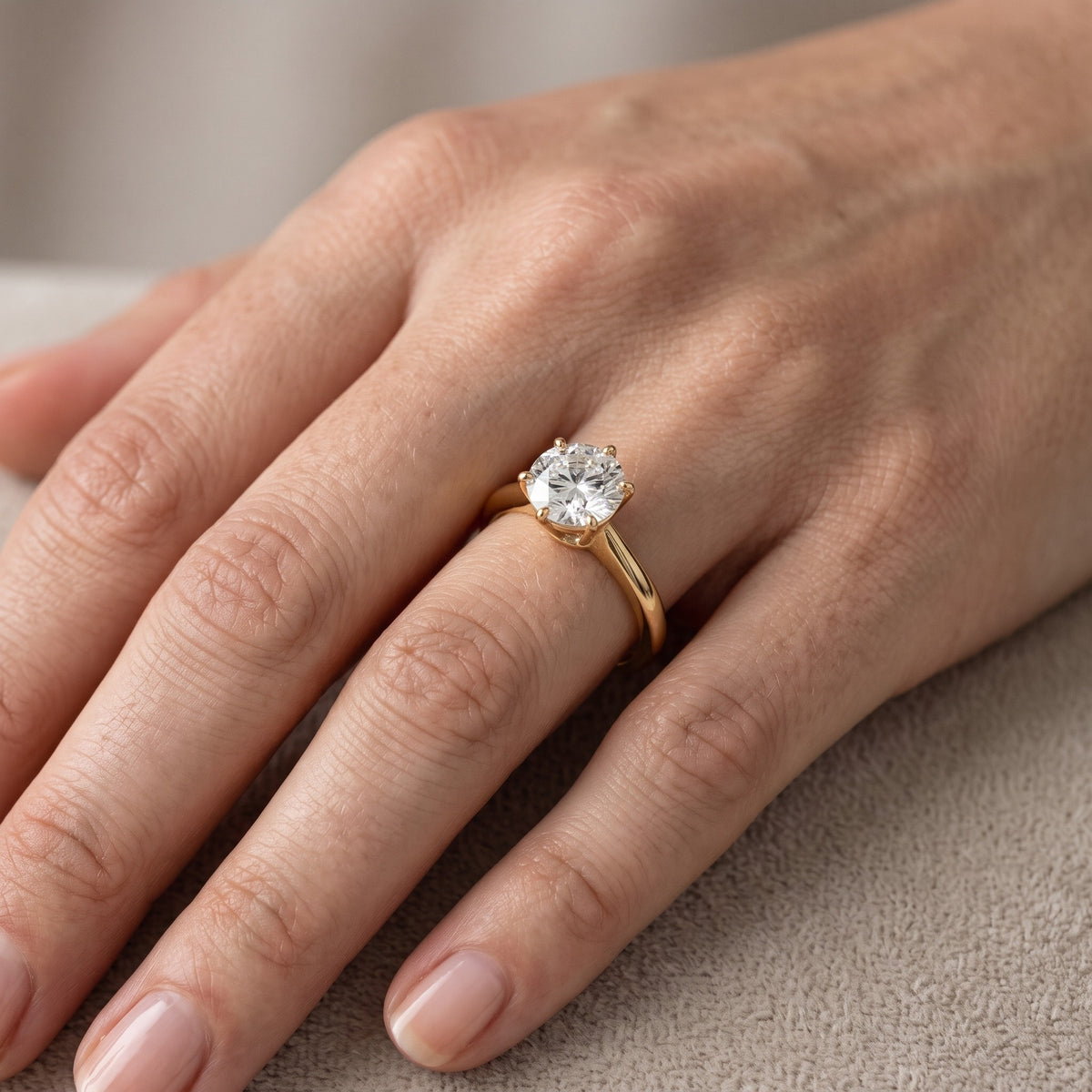 Skye Basket Solitaire Round Diamond Engagement Ring in Silver - lifestyle.jpg