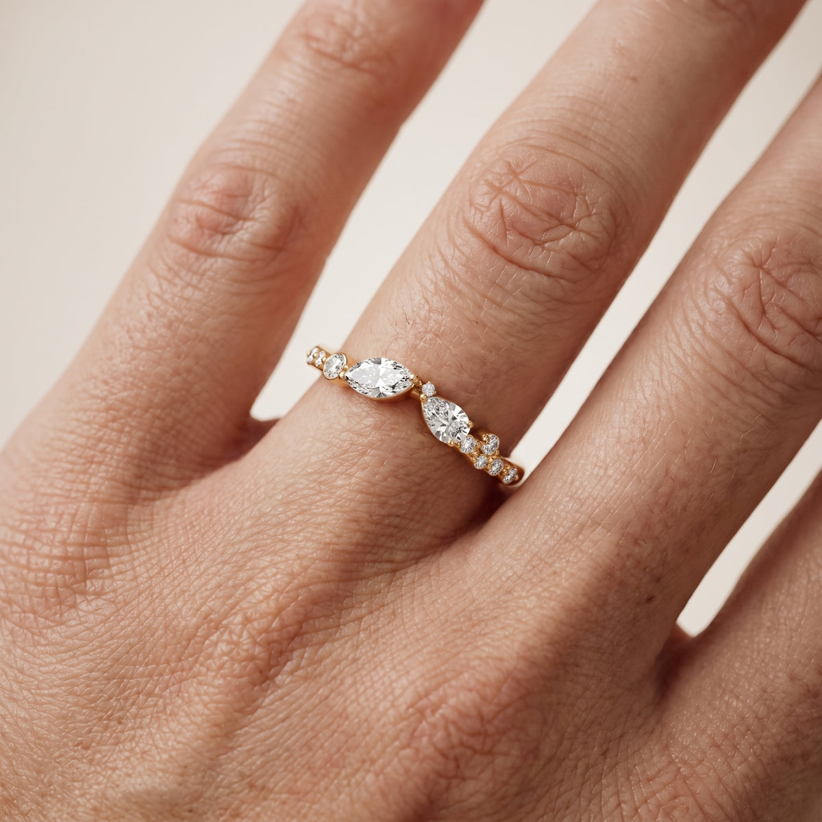 Hadley Curved Marquise, Pear & Round Diamond Wedding Band in Yellow Gold - lifestyle.jpg
