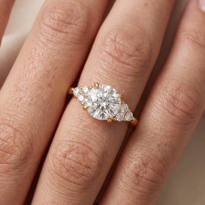 Anya Sidestone Cluster Round Diamond Ring in Yellow Gold - lifestyle.jpg