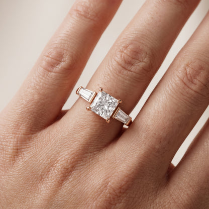 Layla Tapered Baguette Princess Diamond Ring in Rose Gold - lifestyle.jpg