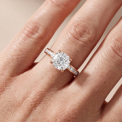 Maren Sidestone Channel Set Cushion Diamond Engagement Ring in Rose Gold - lifestyle.jpg
