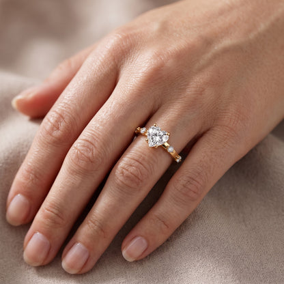 Elena Radiance Solitaire Heart Diamond Engagement Ring in Yellow Gold - lifestyle.jpg
