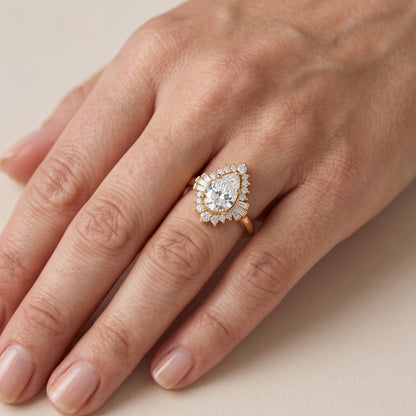 Marlow Ballerina Halo Pear Diamond Engagement Ring in Rose Gold - lifestyle.jpg