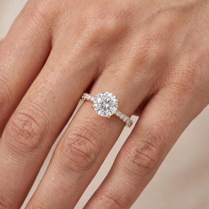 Gia Hidden Halo Pavé Round Diamond Ring in Yellow Gold - lifestyle.jpg
