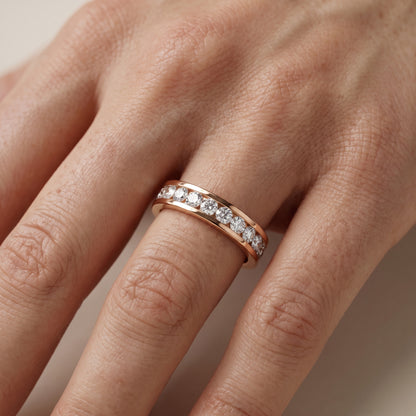 Catherine Channel Set Round Diamond Eternity Band in Rose Gold - lifestyle.jpg