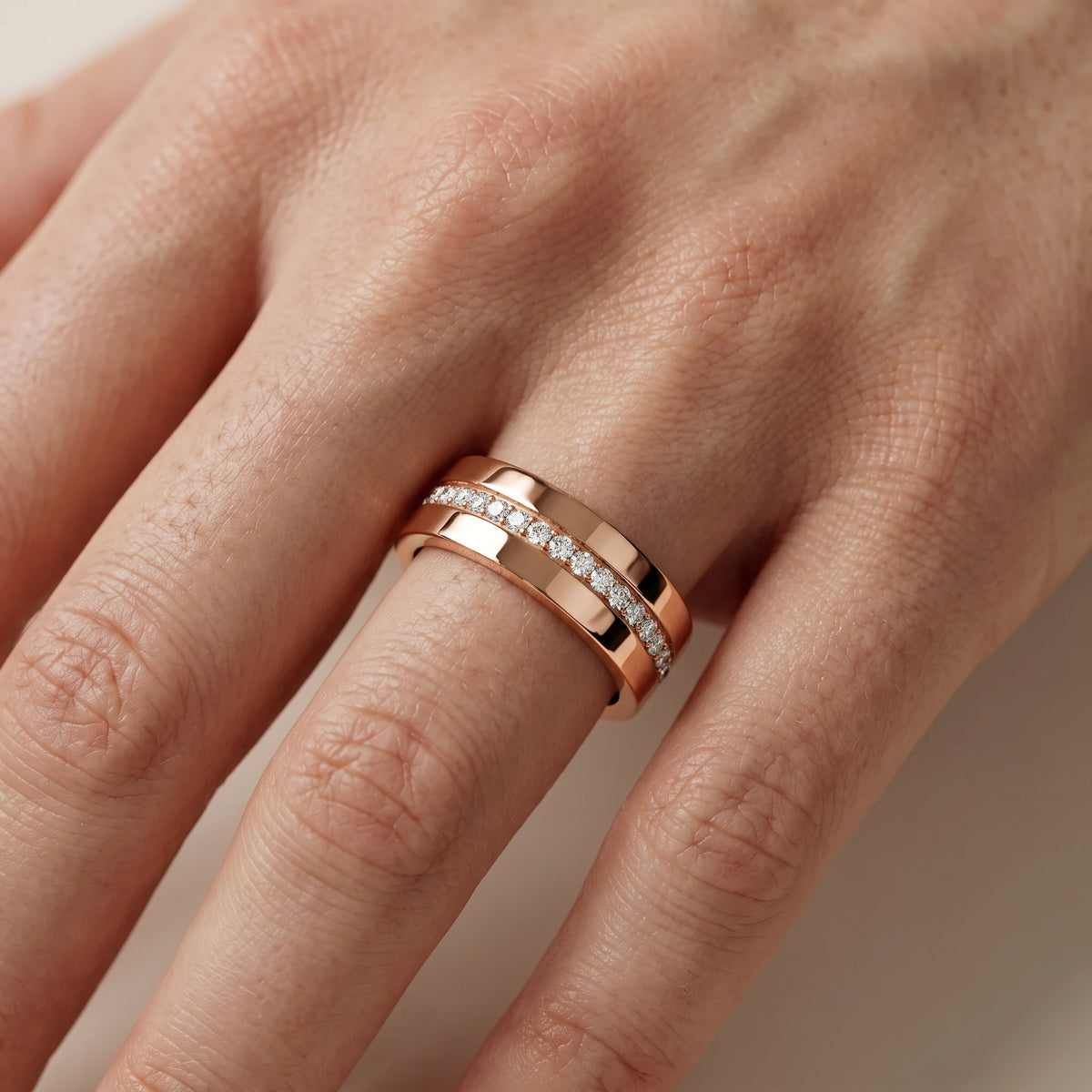 Lillian Micropavé Round Diamond Eternity Band in Rose Gold - lifestyle.jpg