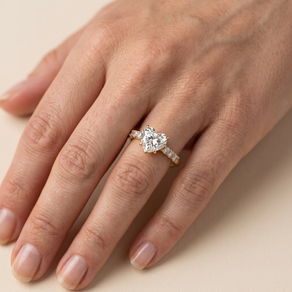 Mayfield Pavé Heart Diamond Engagement Ring in Yellow Gold - lifestyle.jpg