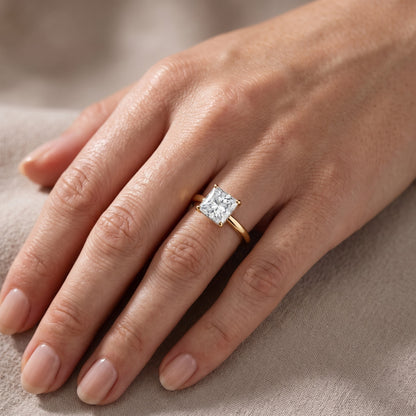 Charlotte Charm Solitaire Princess Diamond Engagement Ring in Yellow Gold - lifestyle.jpg
