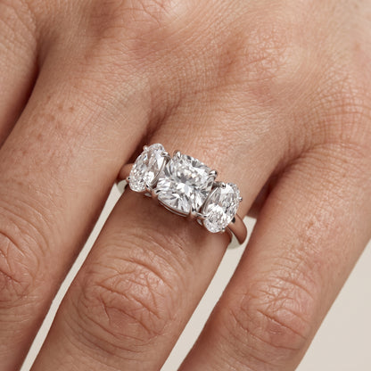 Lila Three-Stone Cushion Diamond Ring in Platinum - lifestyle.jpg