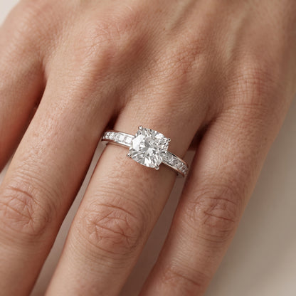 Brielle Channel Set Solitaire Cushion Diamond Ring in Platinum - lifestyle.jpg