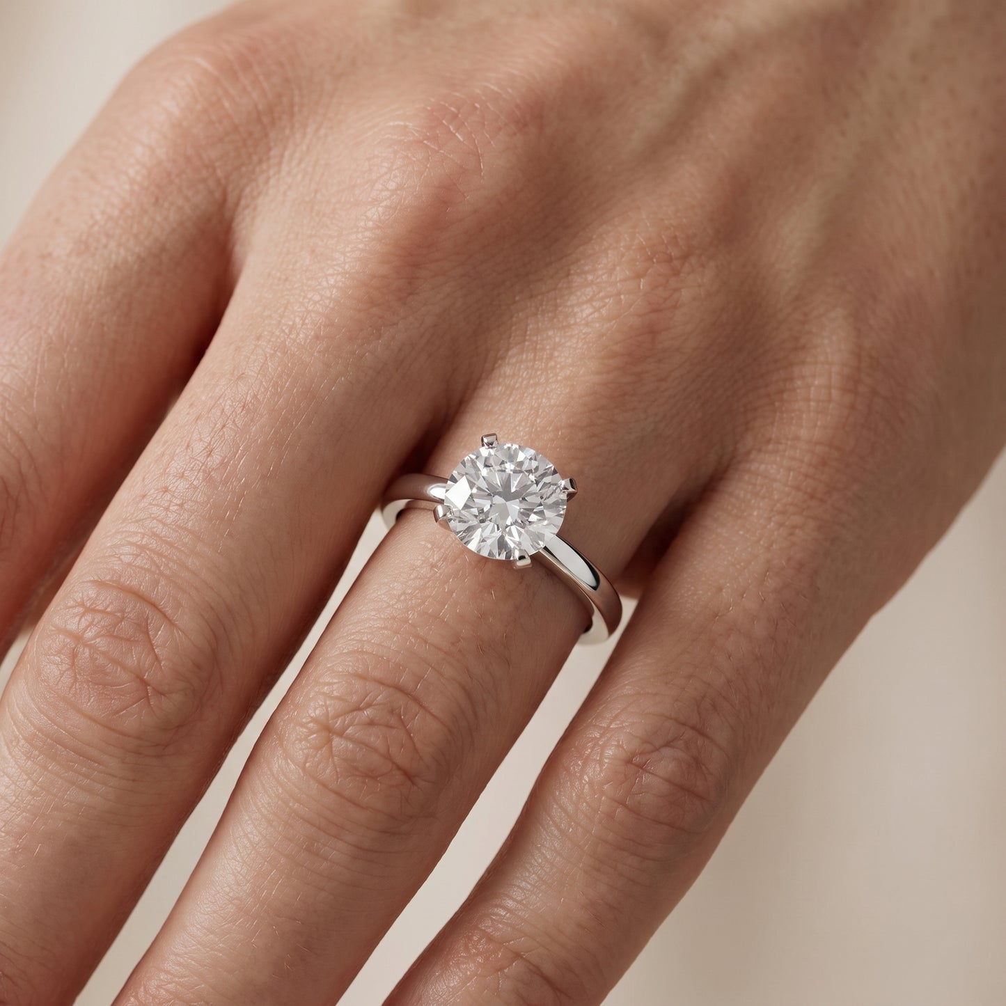 Liana Solitaire Claw Prong Round Diamond Engagement Ring in Silver - lifestyle.jpg