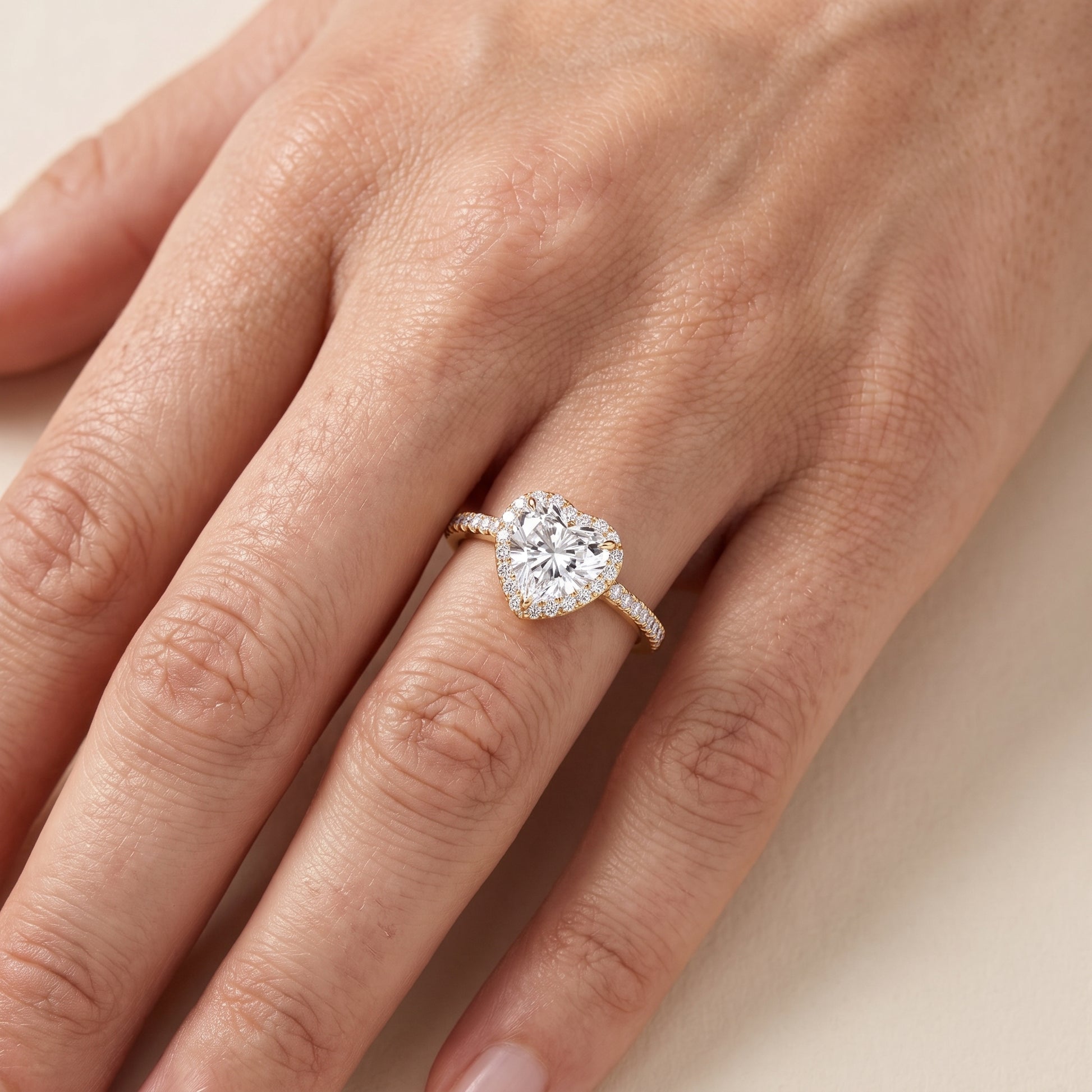 Willa Halo Micropavé Heart Diamond Engagement Ring in Yellow Gold - lifestyle.jpg