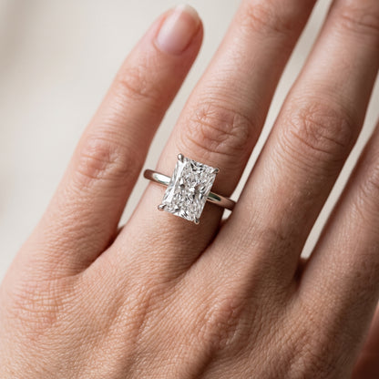 Nadia Petite Solitaire Radiant Diamond Engagement Ring in White Gold - lifestyle.jpg