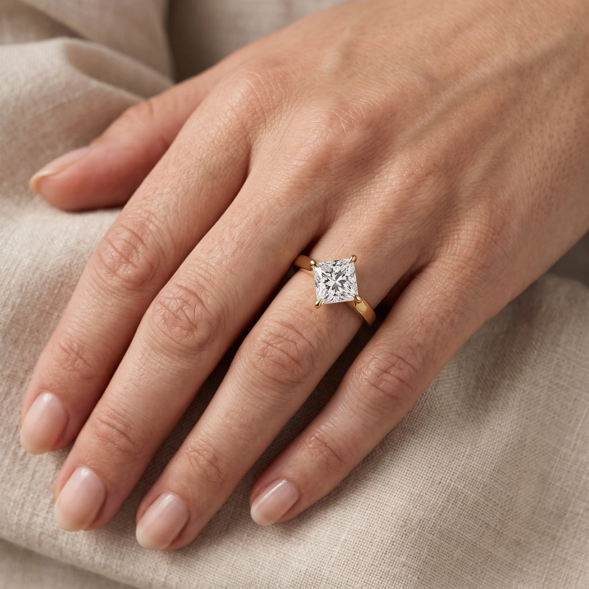 Truckee East-West Cathedral Princess Diamond Engagement Ring in Platinum - lifestyle.jpg