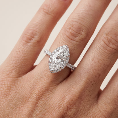 Amara Halo Claw Prong Marquise Diamond Ring in Platinum - lifestyle.jpg