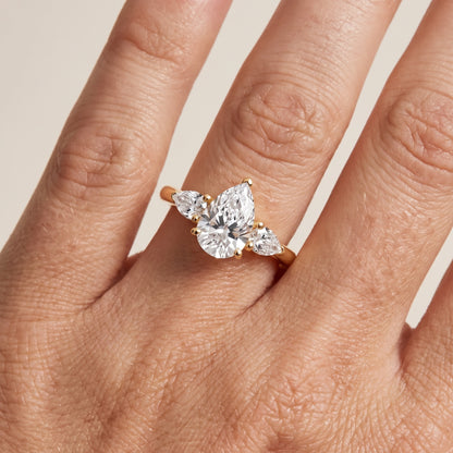 Mirabel Three-Stone Pear Diamond Engagement Ring in Yellow Gold - lifestyle.jpg