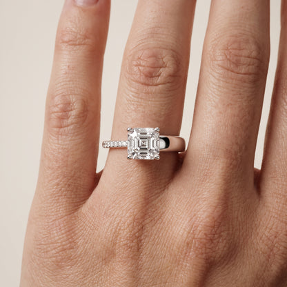Rosie Solitaire Basket Asscher Diamond Engagement Ring in White Gold - lifestyle.jpg