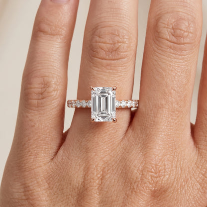 Thea Hidden Halo Pavé Emerald Diamond Engagement Ring in Rose Gold - lifestyle.jpg