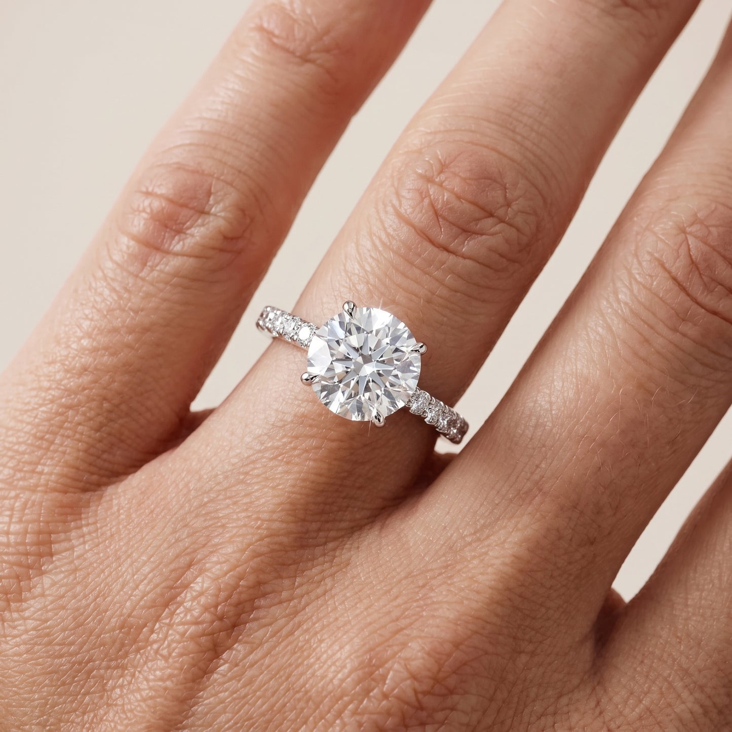 Gia Hidden Halo Pavé Round Diamond Ring in Silver - lifestyle.jpg