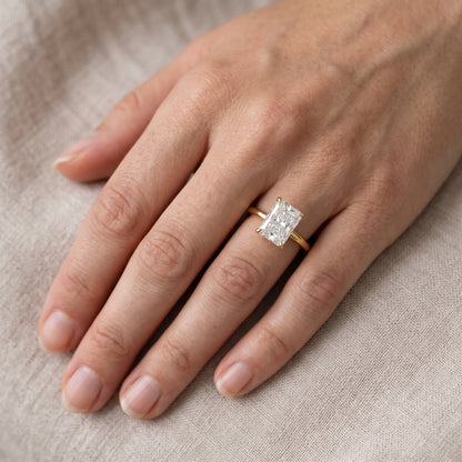 Nadia Petite Solitaire Radiant Diamond Engagement Ring in Yellow Gold - lifestyle.jpg
