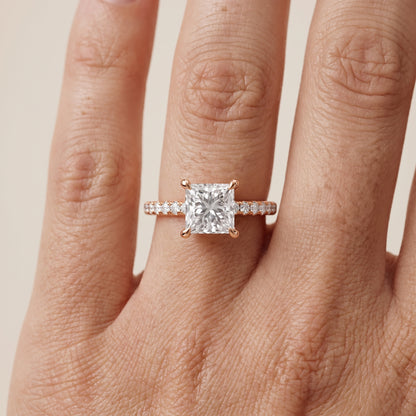 Maya Hidden Halo Pavé Princess Diamond Engagement Ring in Rose Gold - lifestyle.jpg