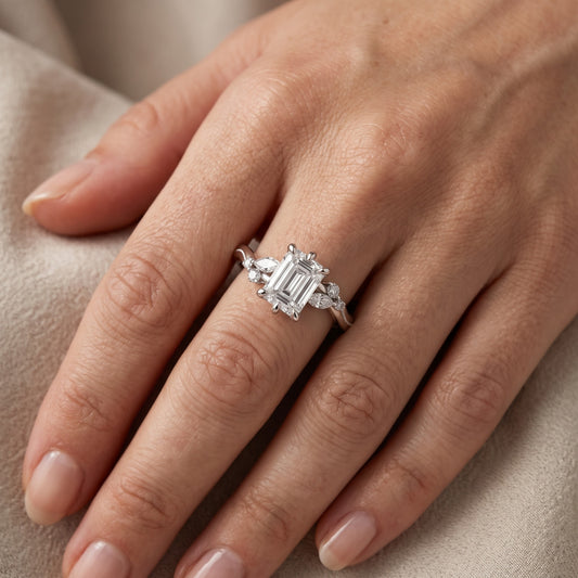 Joanna Milgrain Twist Emerald Diamond Engagement Ring in White Gold - lifestyle.jpg
