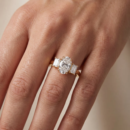 Zoe Three-Stone Oval Diamond Ring in Yellow Gold - lifestyle.jpg