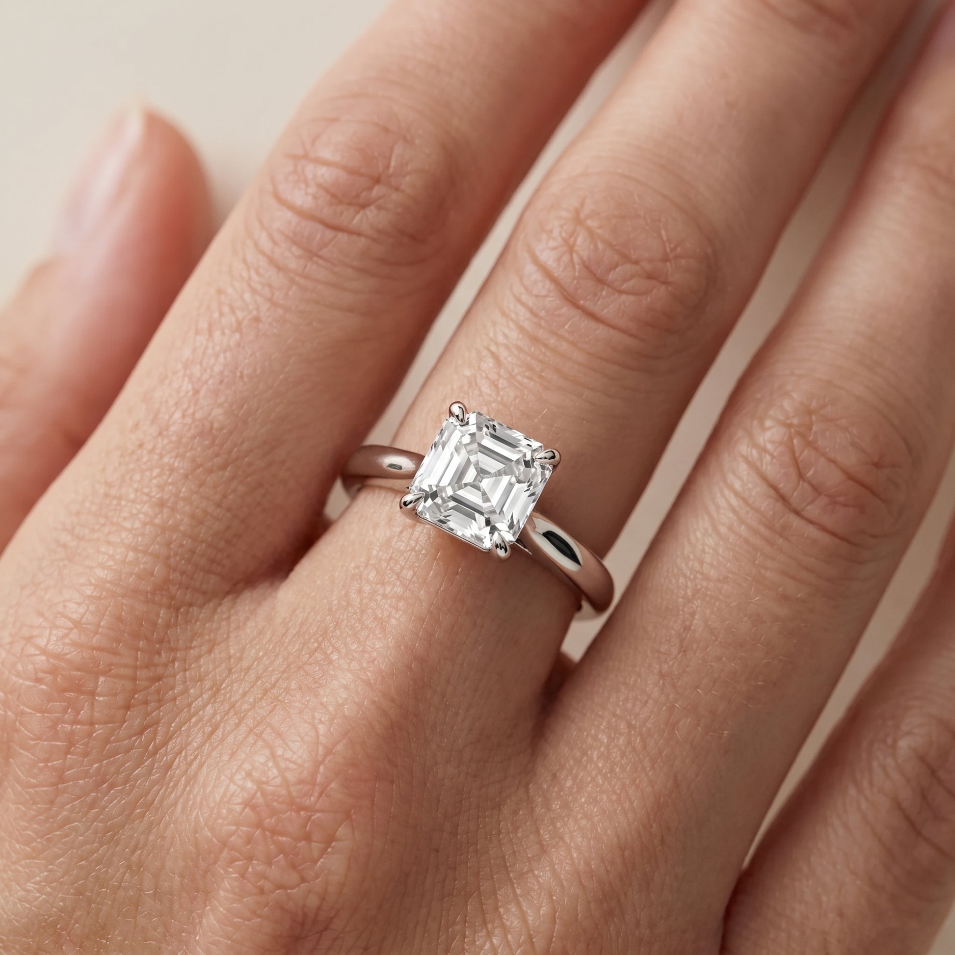 Kalia Knife Edge Solitaire Asscher Diamond Engagement Ring in Platinum - lifestyle.jpg