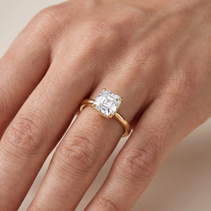 Mena Hidden Halo Asscher Diamond Engagement Ring in Yellow Gold - lifestyle.jpg