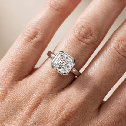 Jolie Bezel Solitaire Asscher Diamond Engagement Ring in White Gold - lifestyle.jpg