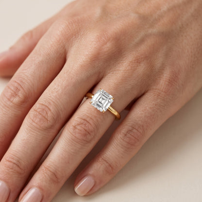 Serena Blossom Solitaire Asscher Diamond Ring in Yellow Gold - lifestyle.jpg